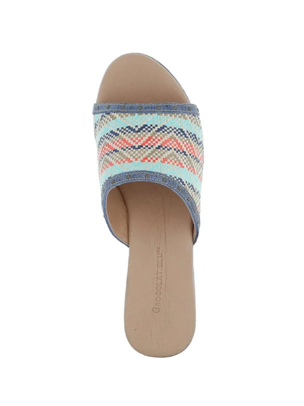 Chocolat Blu Sz. 7 Blue Combo Raffia Guro Platform Sandal